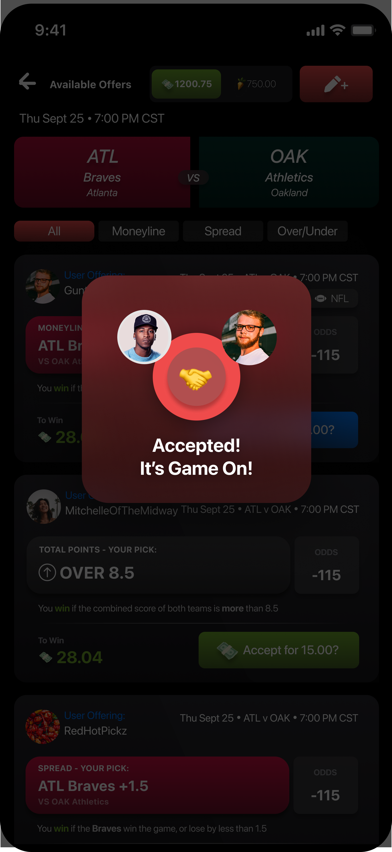 Accepted match confirmation